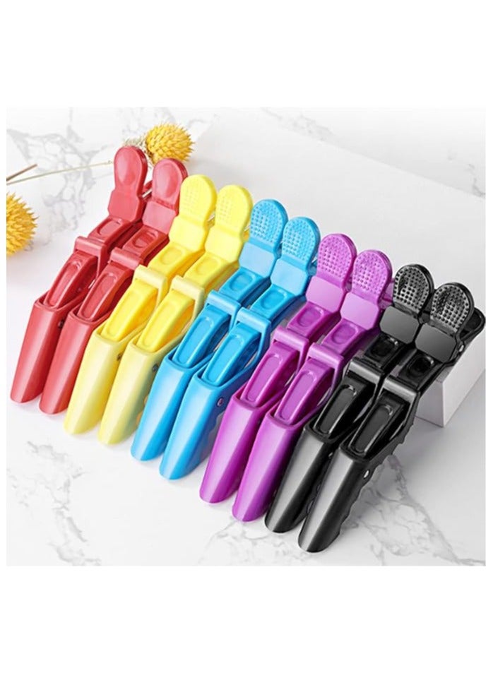 6 قطع مشابك شعر كبيرة – كلابات شعر بلاستيك بتثبيت قوي لتقسيم وتصفيف الشعر أثناء السيشوار والكيرلي – مانعة للانزلاق – متعددة الألوان - Image 1